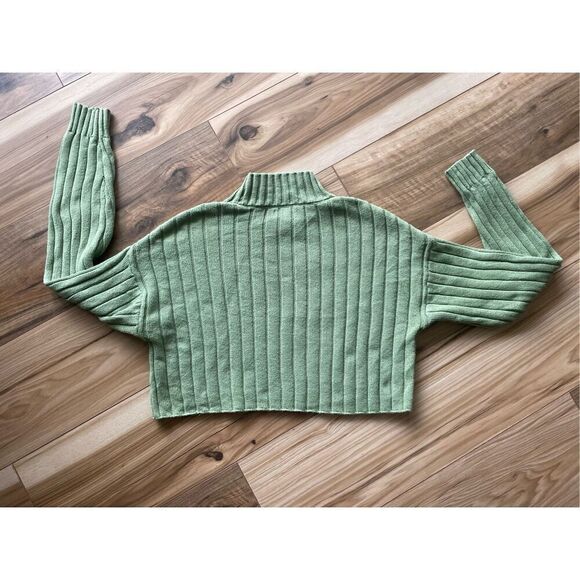 Pacsun LA Hearts Sailing Mock Neck Cropped Ribbed Green Cotton Sweater XS - Picture 7 of 7